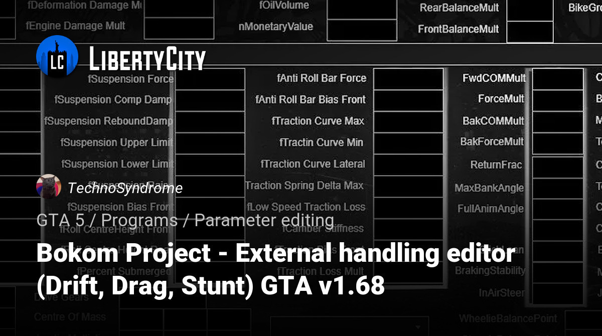 Bokom Project - External handling editor (Drift, Drag, Stunt) GTA v1.68